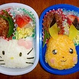 キャラ弁！定番のピカチュウ＆キティちゃん